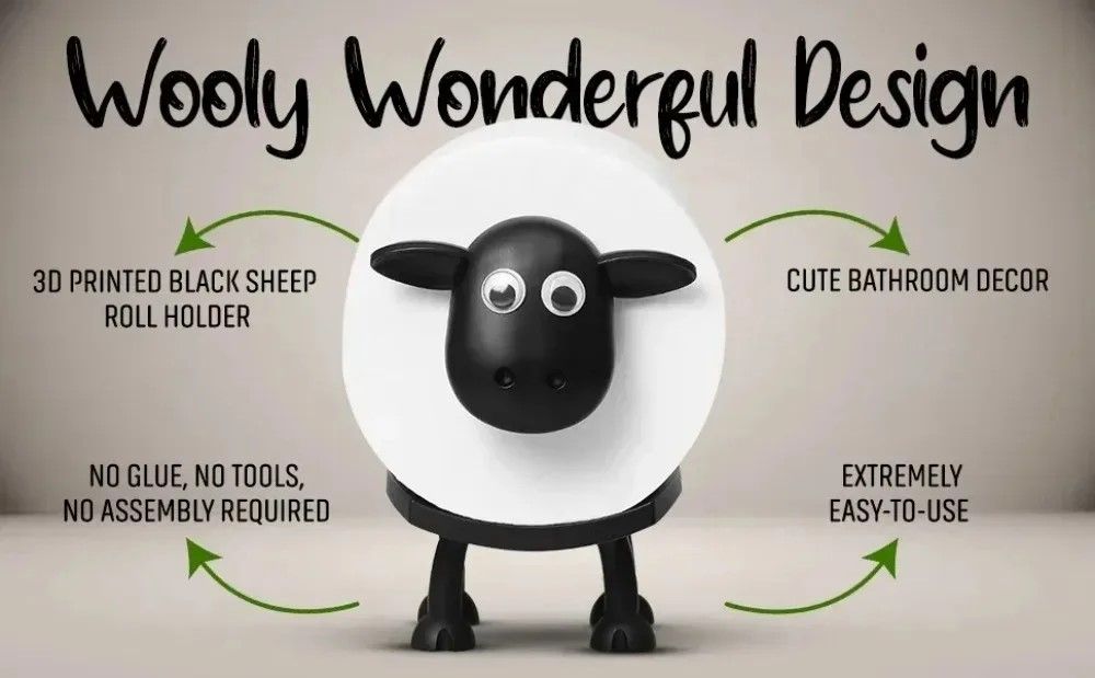 Sheepy StandUp Toilet Paper Holder Whimsical Freestanding Sheep Toilet Paper Holder Bathroom Deco
