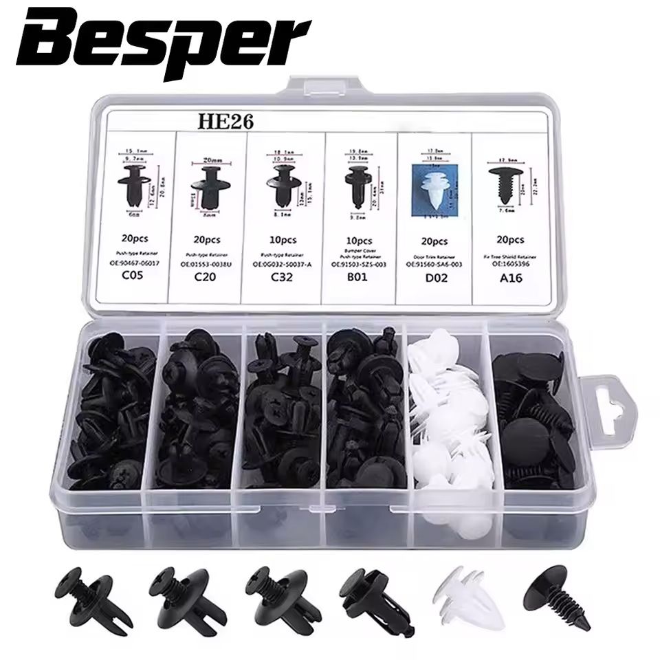 ClipMaster Auto Body Fastener Retainer Kit Universal Car Push Pin Rivet Set 12