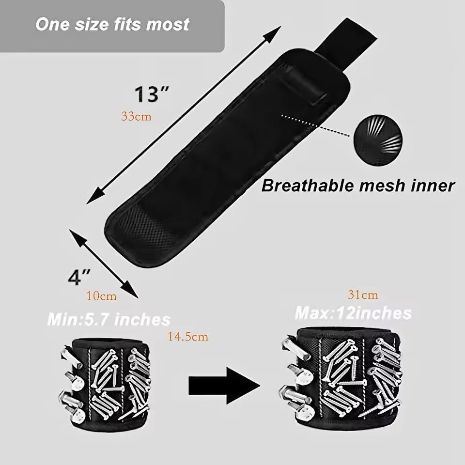 MagniGrip Magnetic Tool Wristband HandsFree Holder For Screws Nails Drill Bits 8