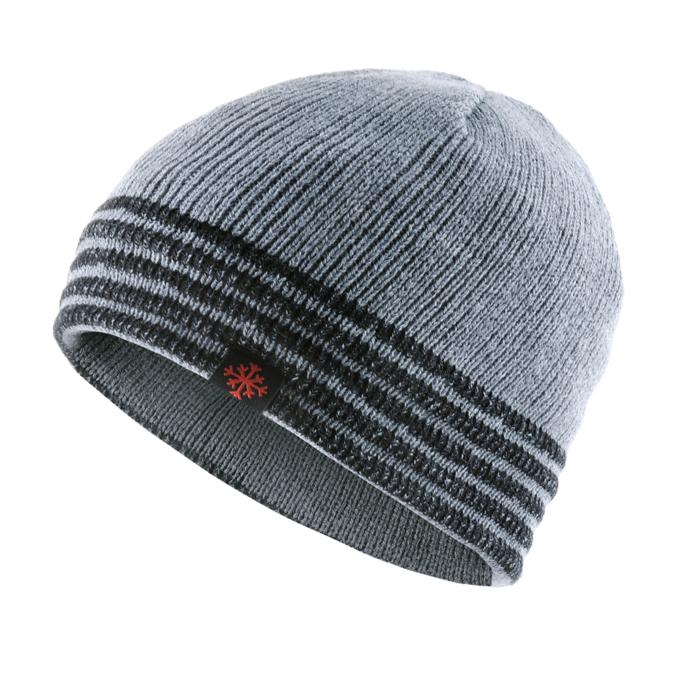 Mens Winter Thick Beanie Hat Skullies Beanies Knitted Striped Hats Double Layer Solid Color Velvet 6