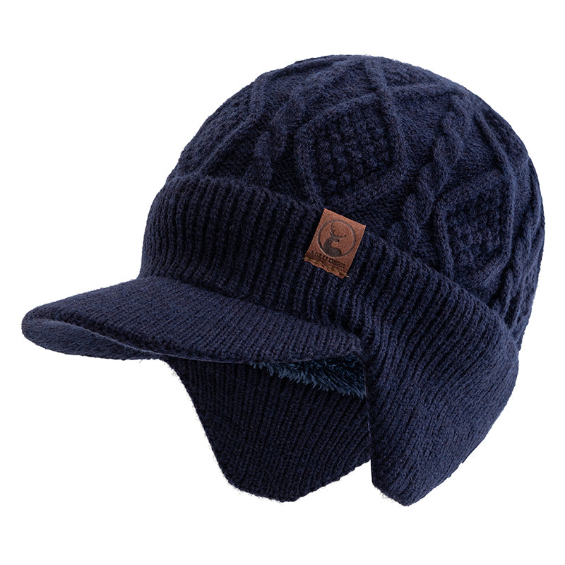 Warm Earflap Cap Stylish Unisex Beanie Hat Plush Fur Lined Winter Hat for Ski Sports Outdoors
