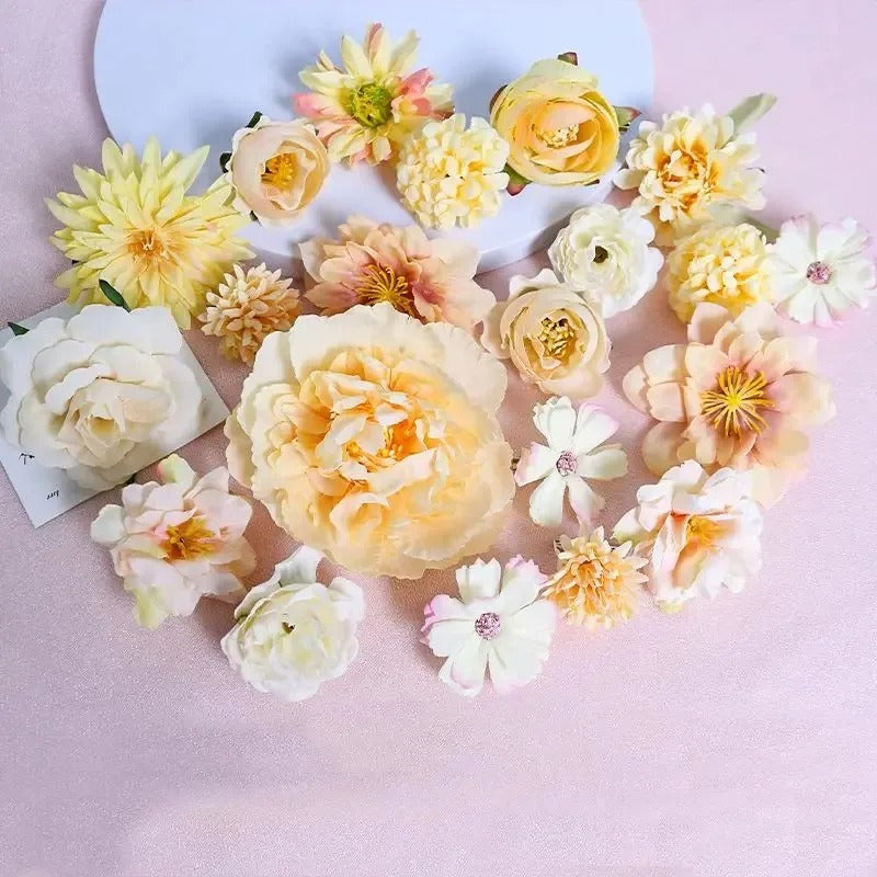Mixed Artificial Flowers, Silk Rose Fake Flowers for Home, Wedding Decoration, DIY Craft Garland Bouquet Accessory