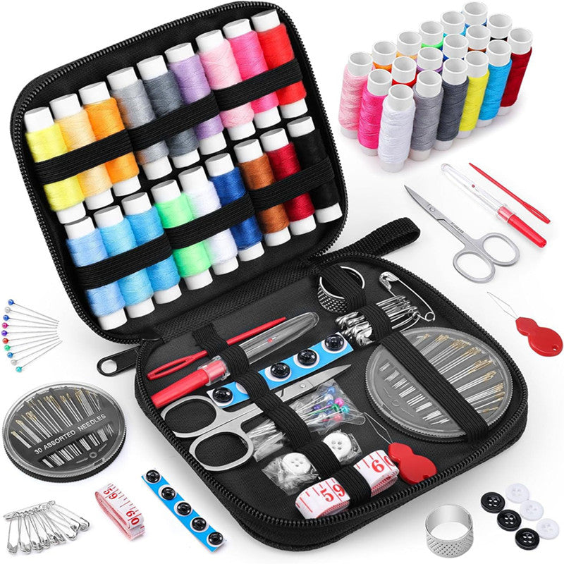 Sewing Kit with Threads, Needles Storage Bag, Scissors, DIY Embroidery Sewing Box Set