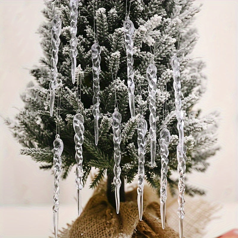Crystal Clear Christmas Tree Ornaments Icicle Decorations For Holiday And Winter Party Decor 4