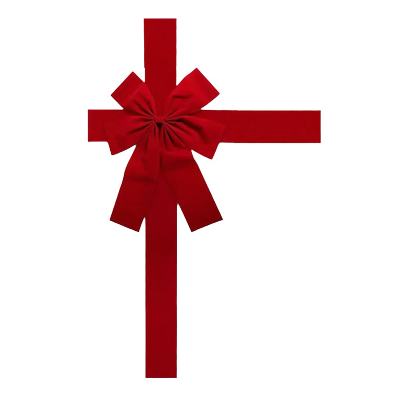 Christmas Front Door Decoration Hanging Bow Knot Big Bow Imitation Linen Ribbon For New Year Xmas F 5