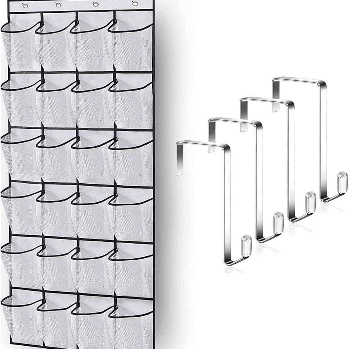 Hanging Shoe Rack Holder Hanger Over The Door Shoe Organizer With Large Mesh Pockets 7