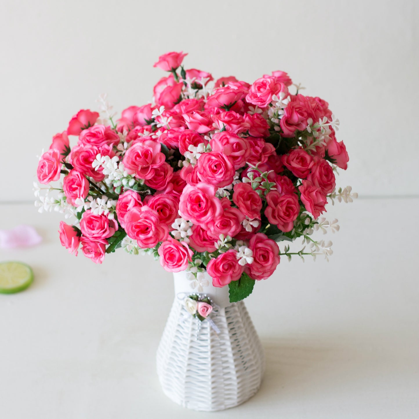 Artificial Mini Roses Flower Bouquet for Home, Office, Wedding Party Decor, Fake Flowers, Ornament, Desktop Decoration