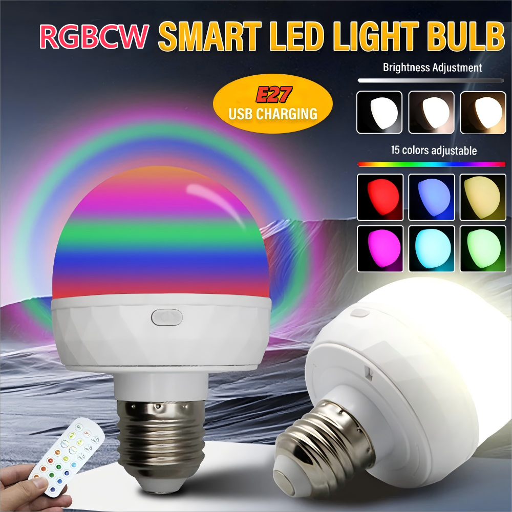 5W Rechargeable LED Lights, Battery Powered Bulbs, USB Fast Charging Timer, Detachable Base Magnetic