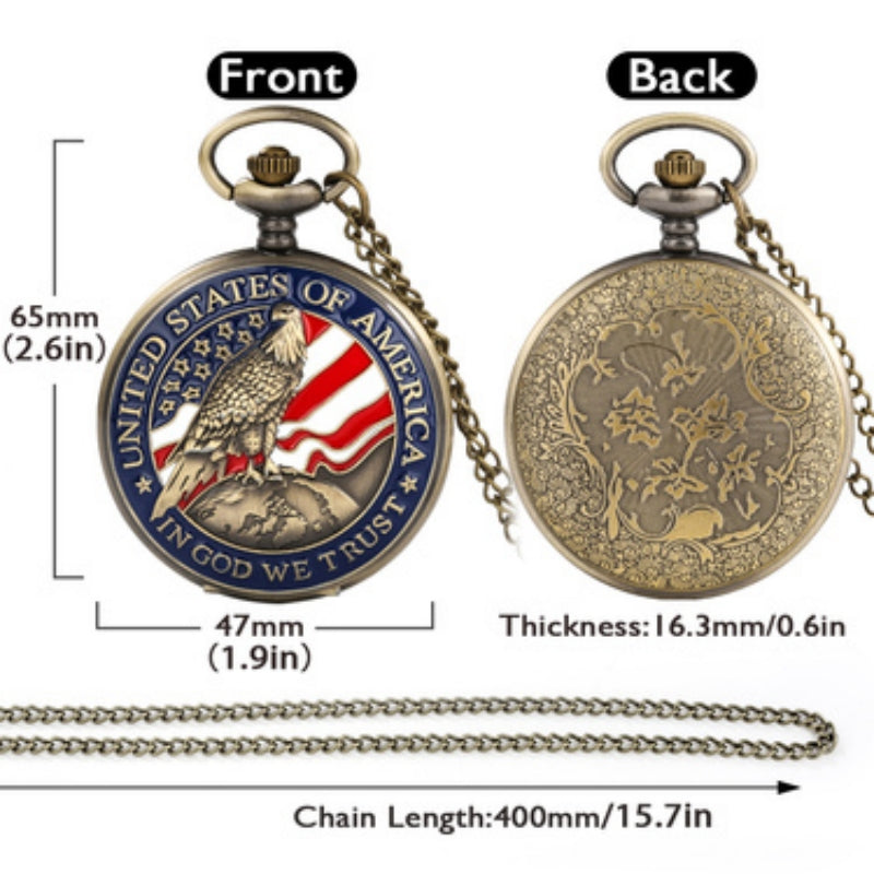 Classic American Eagle Free Design Pocket Watch For Men And Women Vintage Quartz Arabic Numerals 5