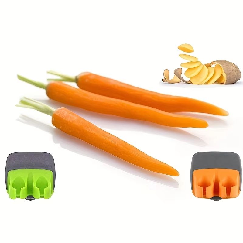Comfort Grip Palm Peeler Stainless Steel Handheld Vegetable Peeler With Rubber Finger Ring 5