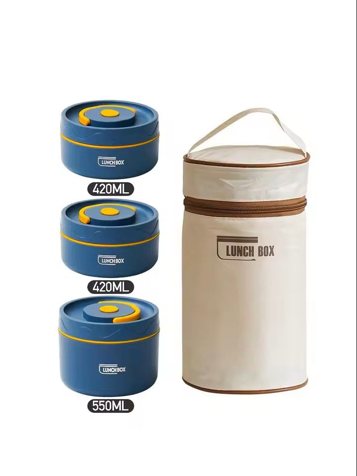 Premium Trio Stainless Steel Insulated Lunch Set Microwavesafe Leakproof Food Container Bundle 9