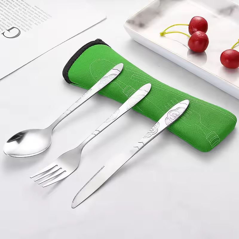 Urban Ease Stainless Steel Travel Cutlery Trio Knife Fork Spoon Set With Carry Case For Outdoor 9