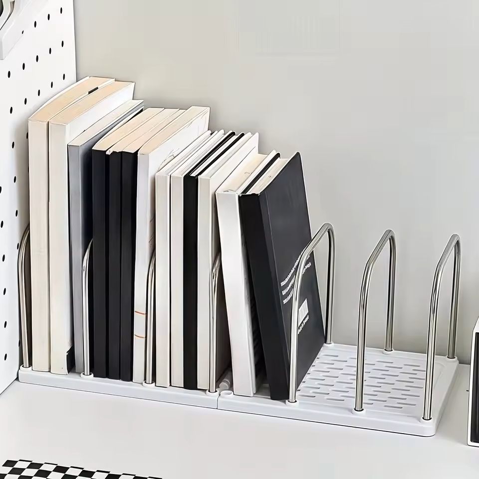 PP Material Desktop Bookshelf Organizer NonSlip Base Modern Office Desk Storage Shelf 2
