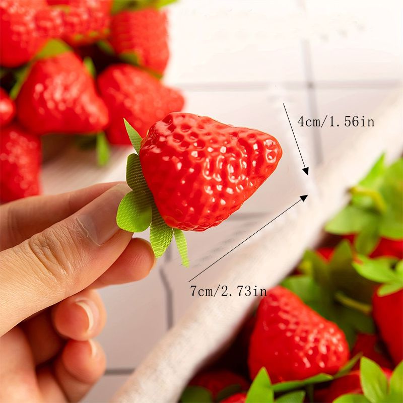 Artificial Strawberries Fake Fruit for Home Party Decor, Photography Prop, Holiday Decor for Halloween Day Celebration