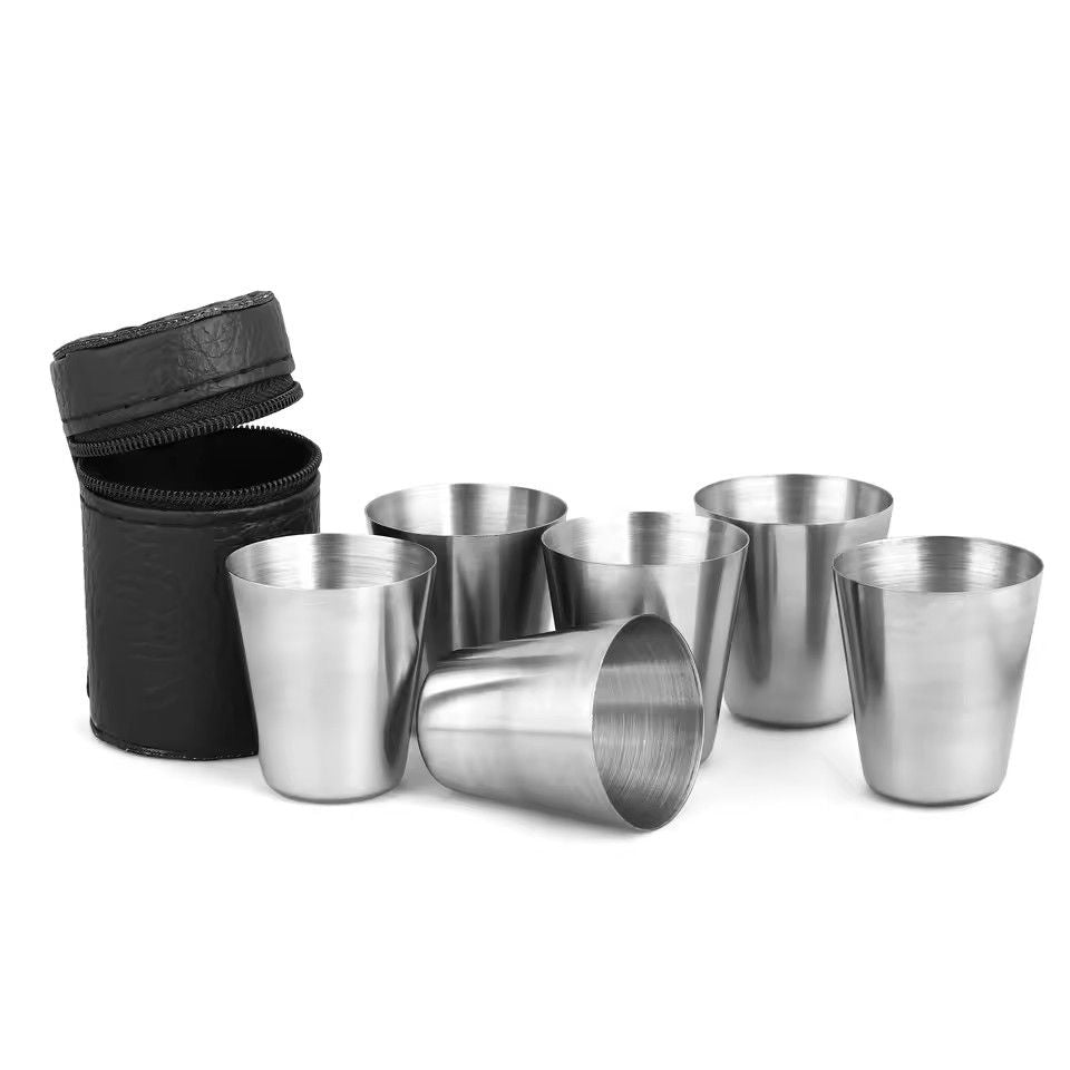 Portable Stainless Steel Cup Set With Carry Case For Outdoor Travel And Camping 7