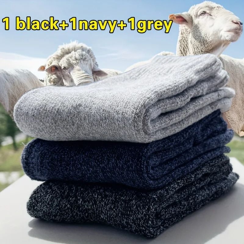 Men Winter Warm Thick Mid Calf Socks 3 Pairs 9