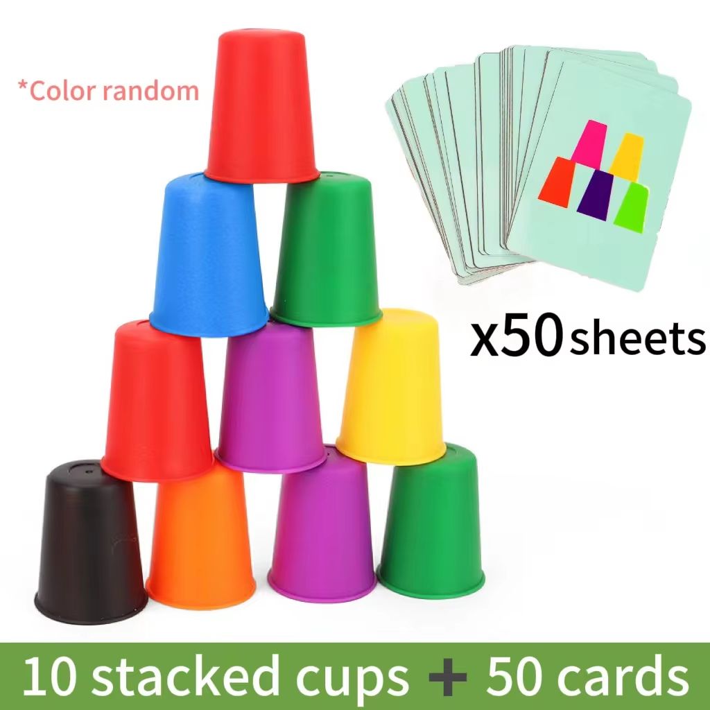 Montessori Mini Stack Cup Color Matching Game With Cards 5