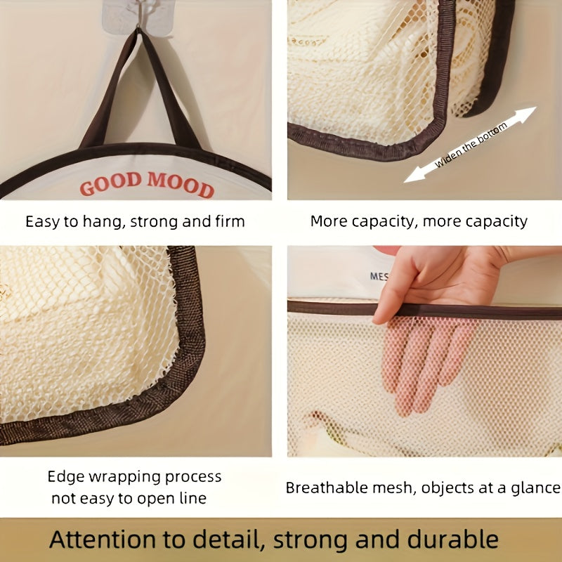 Hanging Mesh Storage Bag Wall Mounted Laundry Organizer Pouch For Underwear Socks Sorting 4