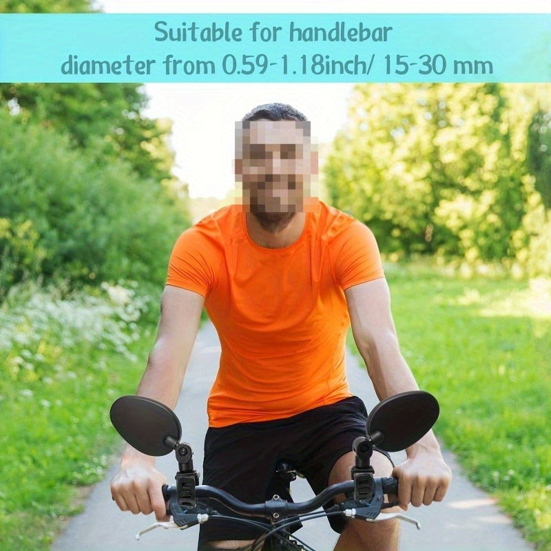 Acrylic Convex Oval Bike Mirrors 360 Rotatable Handle Bar Mount Shock Proof Rear View For Cycling 5