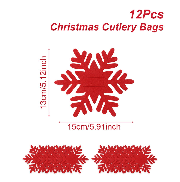 Snowflake Design Christmas Felt Cutlery Holders, Merry Christmas Decoration for Home