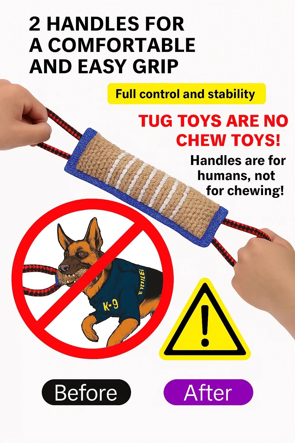 Dog Tug Toy Jute Bite Pillow With Two Handles For Training And Play 5