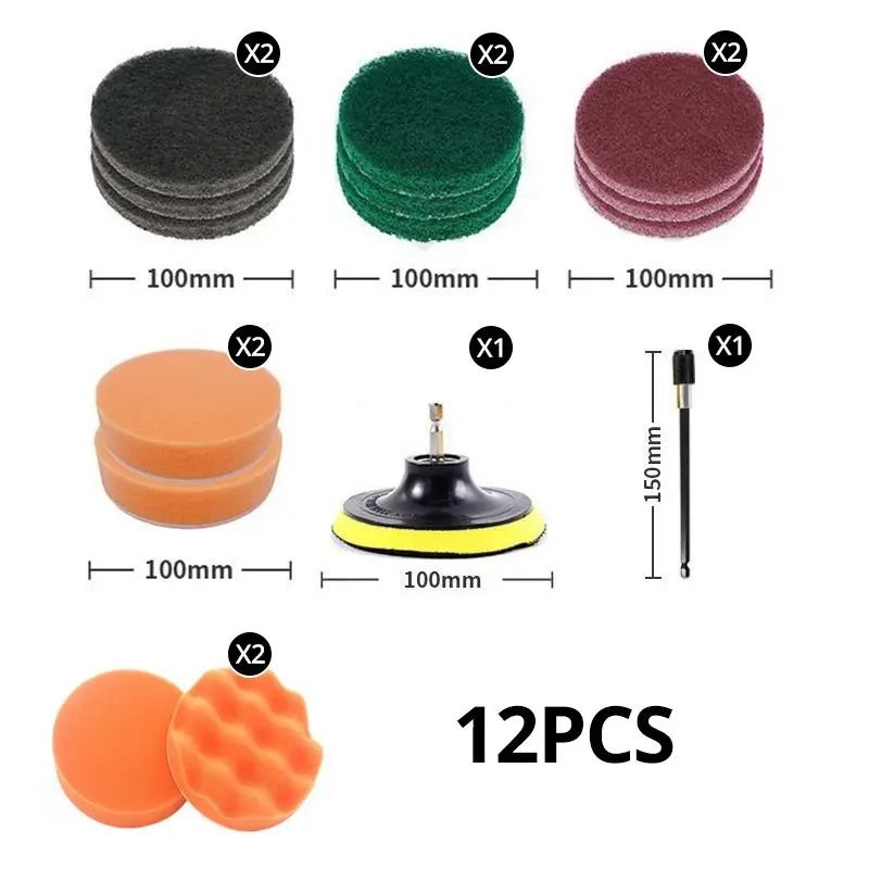 Drill Brush Attachment Set Power Cleaning Scrub Brush And Sponge Kit 6
