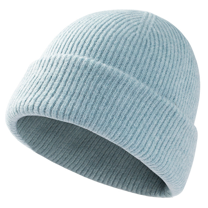 Winter Riding Watch Cap Big Head Men Sport Slouchy Cuffed Plain Beanie Hat Knit Skull Cap Dad Warm 7