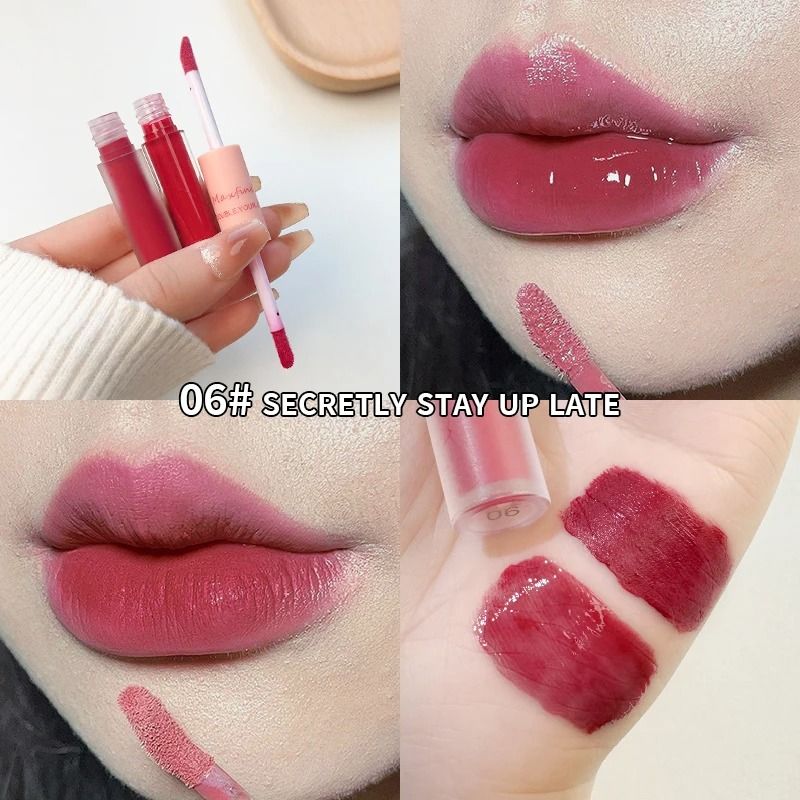 Double End Lip Glaze Gloss And Matte Velvet Long Lasting Lip Color 11