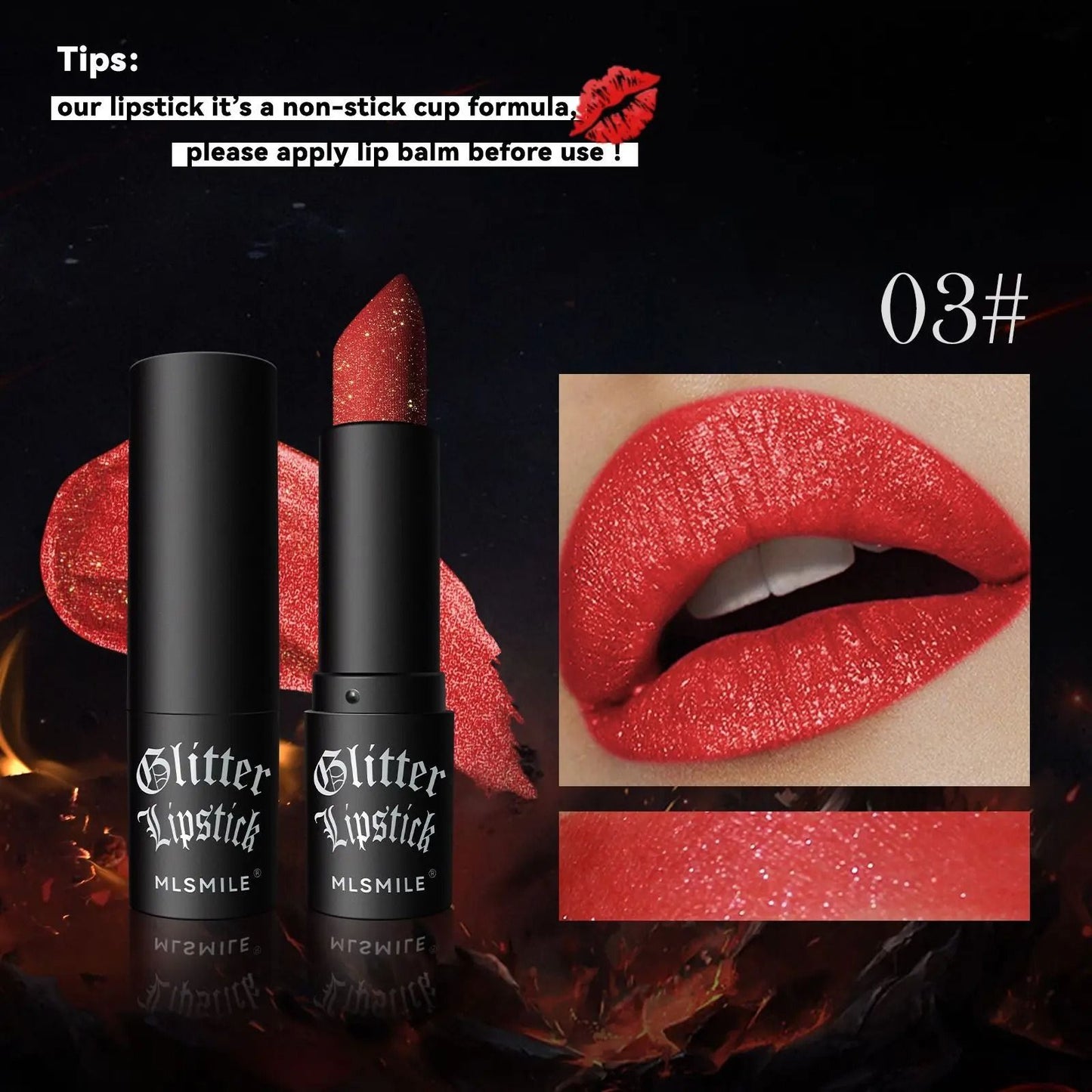 7 Color Glitter Metallic Lipstick Waterproof Long Lasting 10