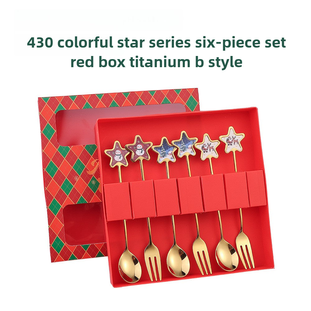 Stainless Steel Creative Cartoon Cutlery Christmas Themed Cutlery Set Holiday Gift Cutlery Decorati 21