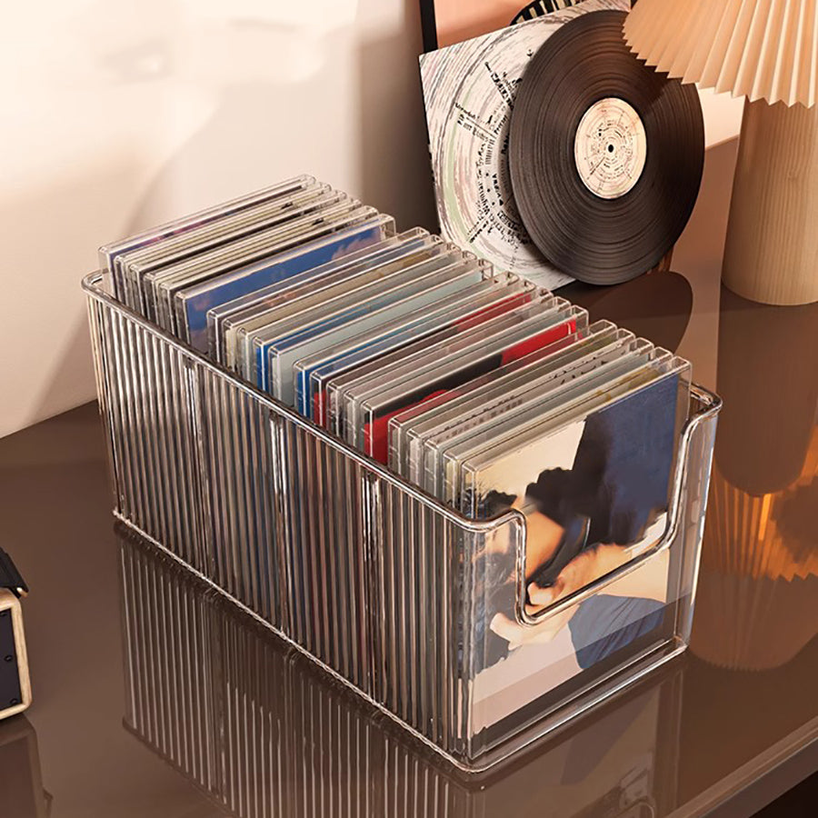 Disc Rack Desktop Storage Box For Vinyl Records Magnetic Tape Collection Black Display Storage Rack 4