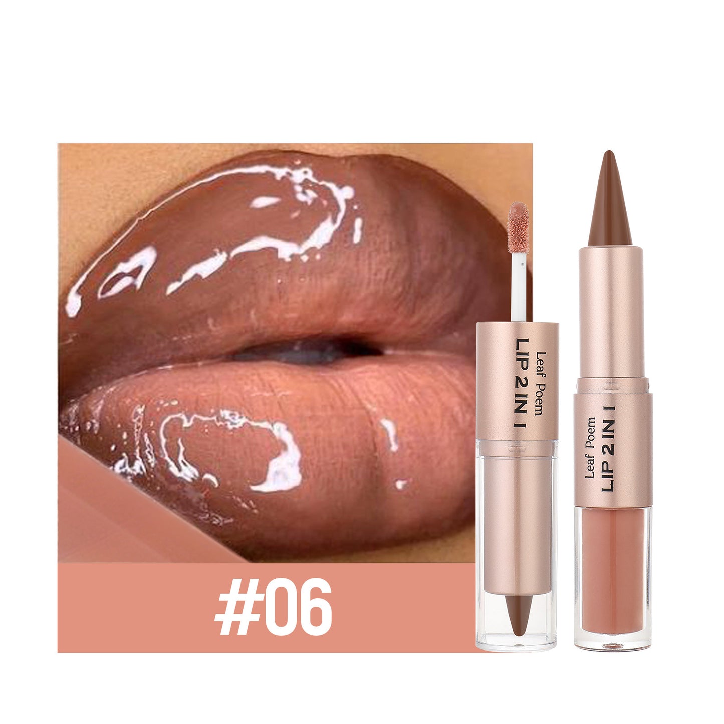 Crystal Lip Gloss Sexy Red Lips Tint Makeup with Black Brown Tapered Lip Liner