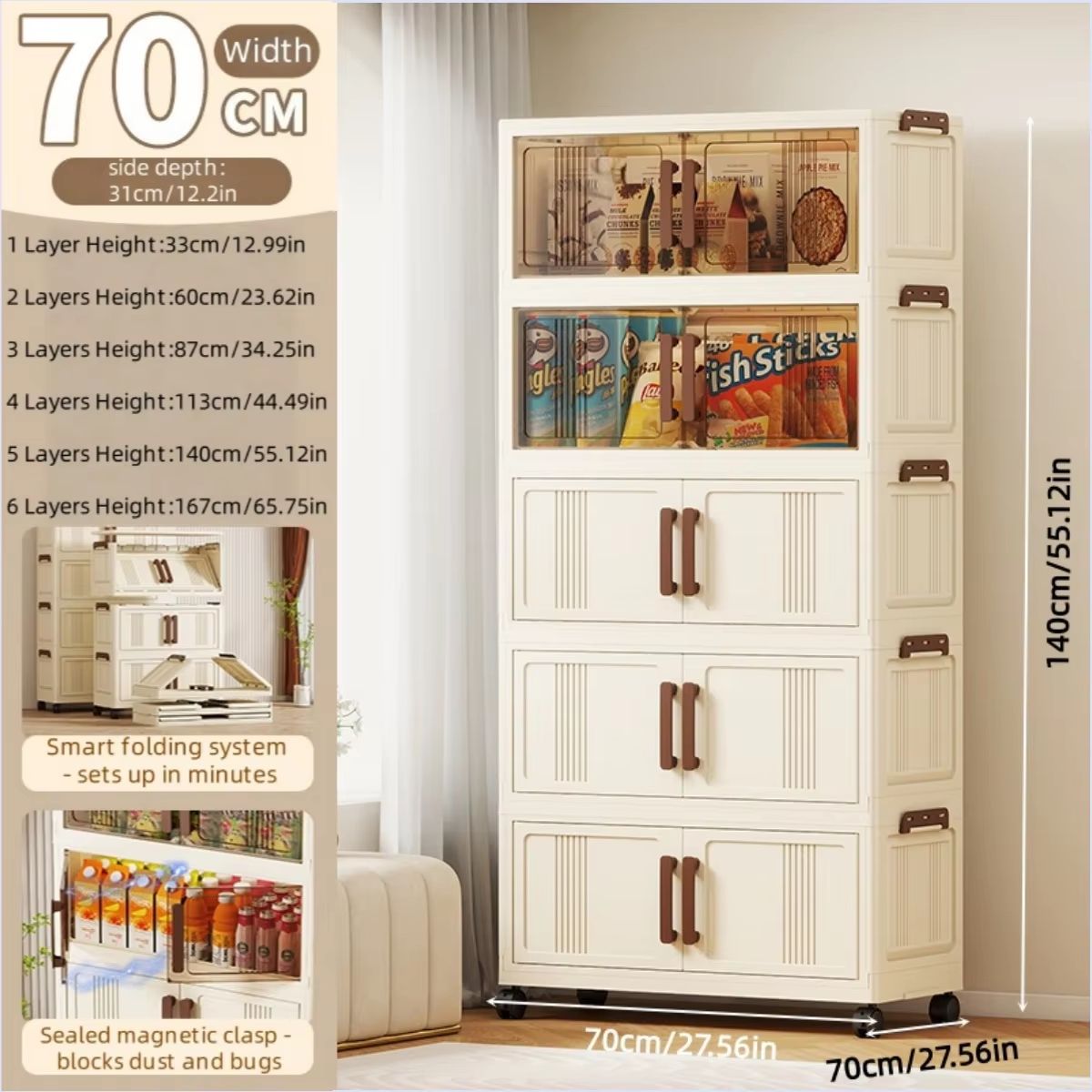 Clear Foldable 2 Door See Through Storage Cabinet Organizer 2756in 10