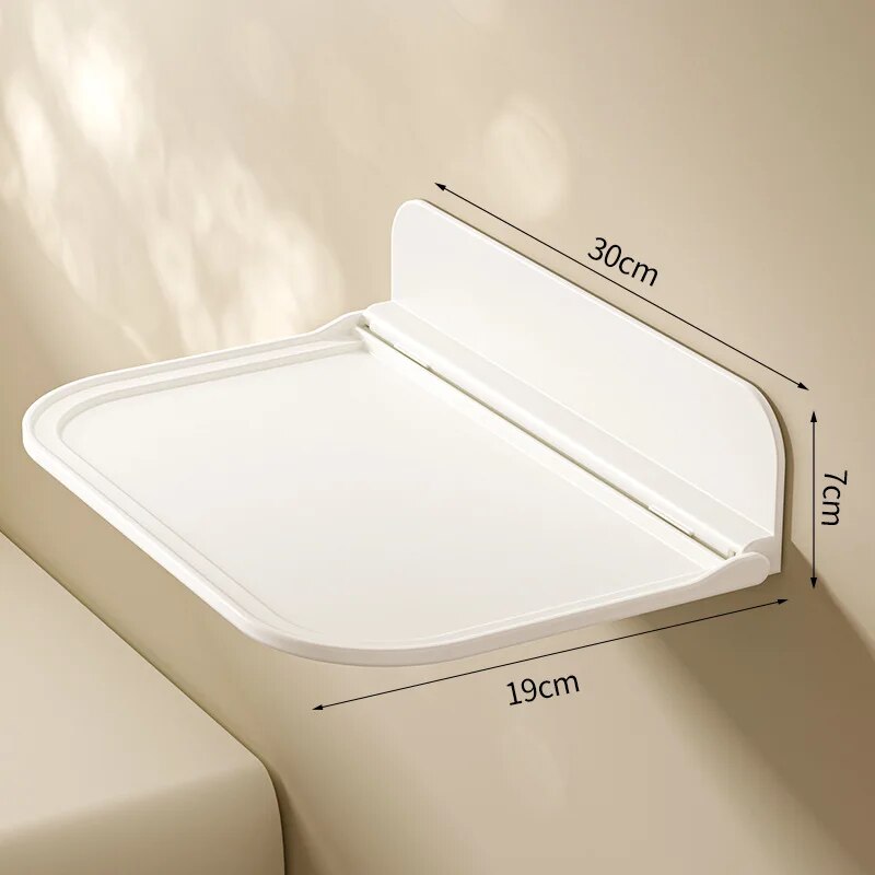 Folding Wall Mounted Shelf Space Saving Storage Rack PunchFree Phone Holder Wifi Router Tray Bathro 5