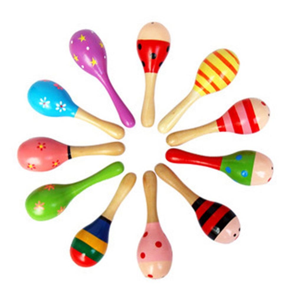 Baby Toys Wooden Percussion Instrument Sand Hammer Early Learning Toy For Kids 5