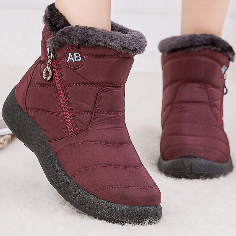 Waterproof Womens Boots Womens Winter Boots Ankle Boots With Fur Snow Boots Women Low Heels Winter 8