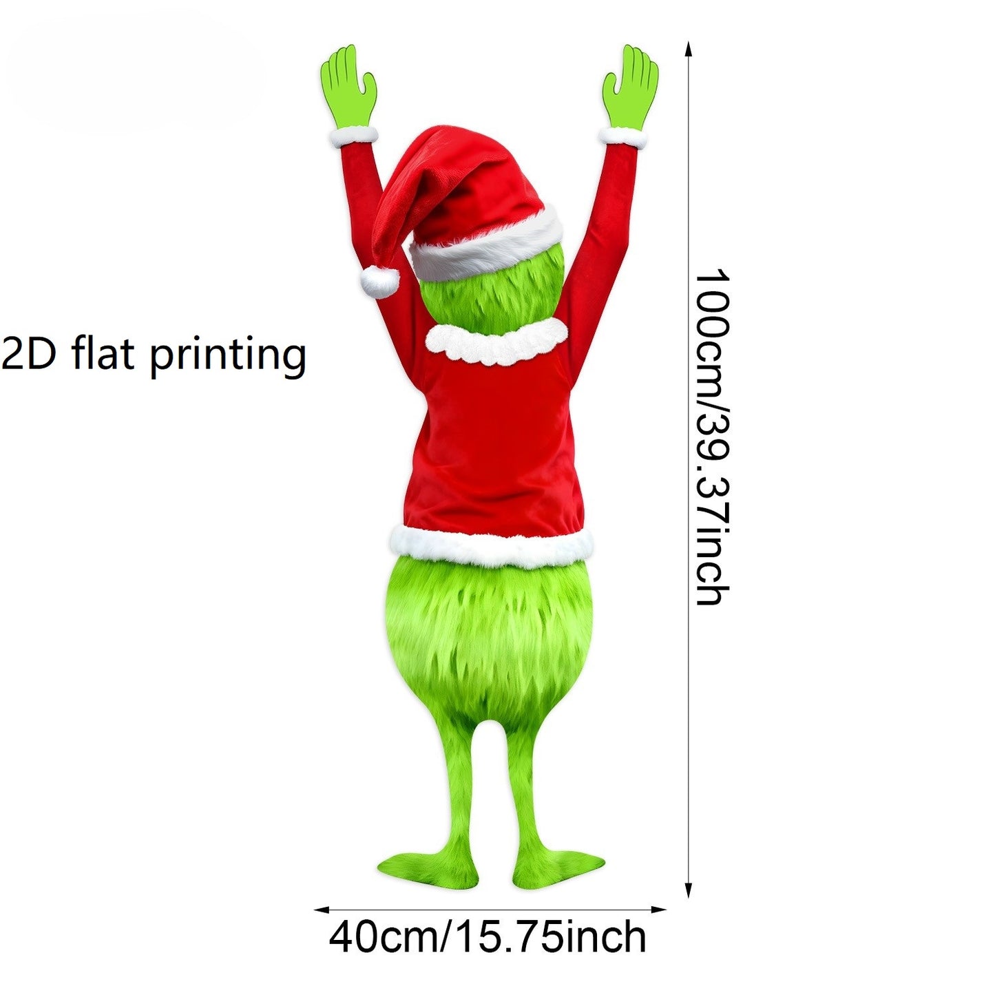 2D Christmas Green haired Man Hanging Merry Christmas Decoration, Gift Holiday Indoor Outdoor Fun Decor Hanging Gift