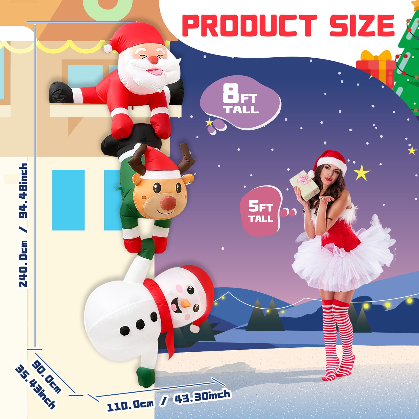 Christmas Inflatables Decor Climbing Santa Claus Xmas Decor For Beam Roof Tree Indoor Party Holiday 4