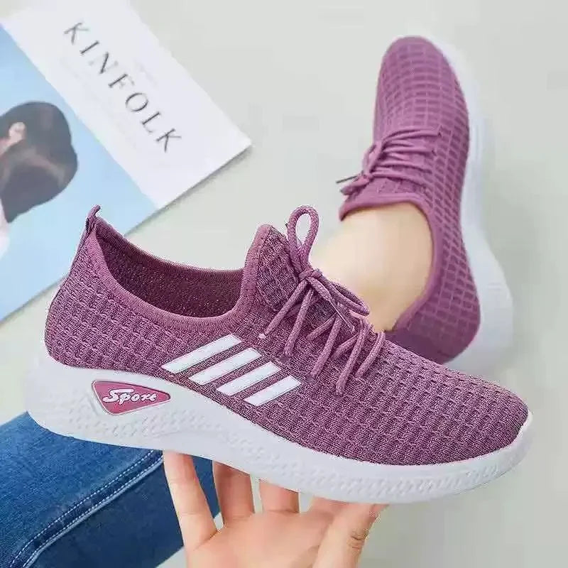Spring And Summer Womens LowTop Running Sneakers With Air Mesh New Trendy Mesh Women Flat Shoes 4