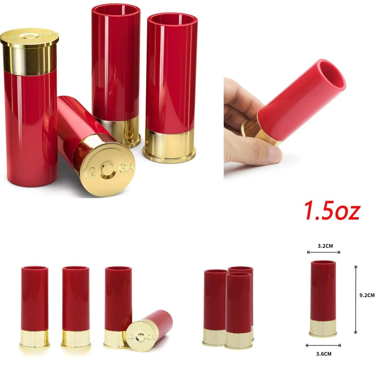 BoldShell Shotgun Glass Set 4Piece 12Gauge Plastic Shot Glasses 5