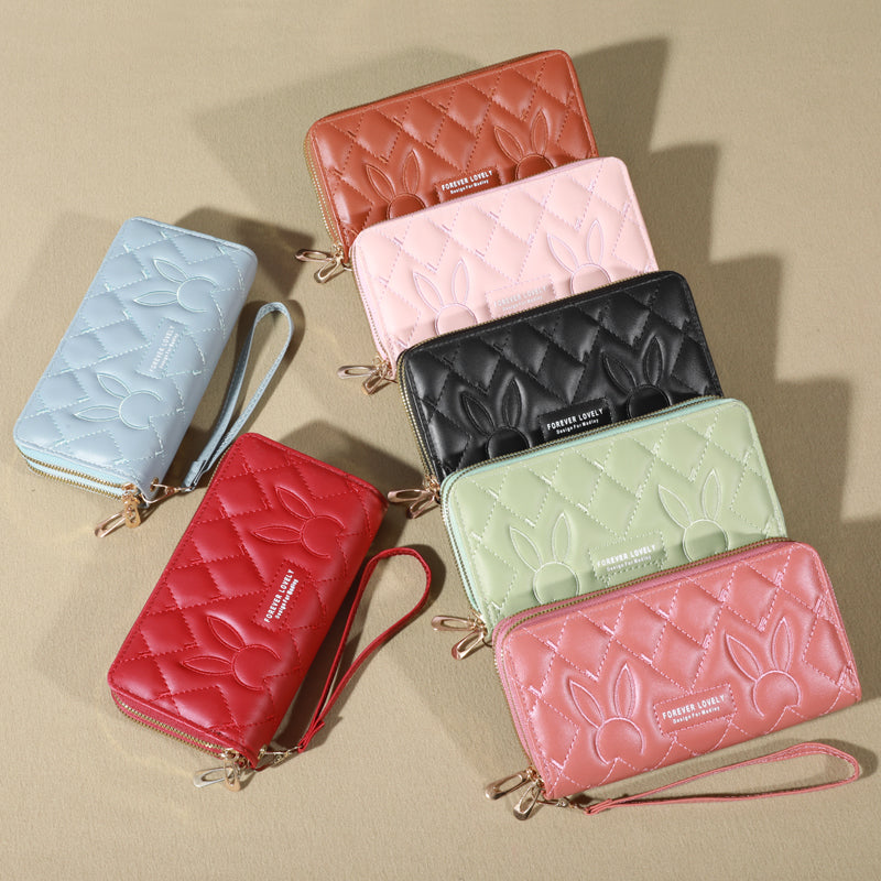 Womens Faux Leather Card Holder Trendy Solid Color Long Wallet Double Zippers Clutch Coin Purse Wit 8