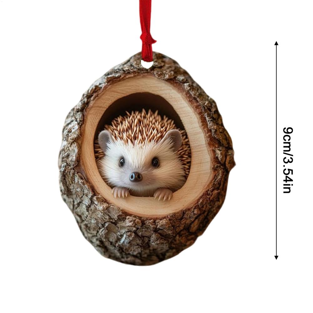 Cute Christmas Acrylic Pendant Animal Wildlife Ornaments Raccoon Owl Squirrel Hedgehog Bunny Bird D 9