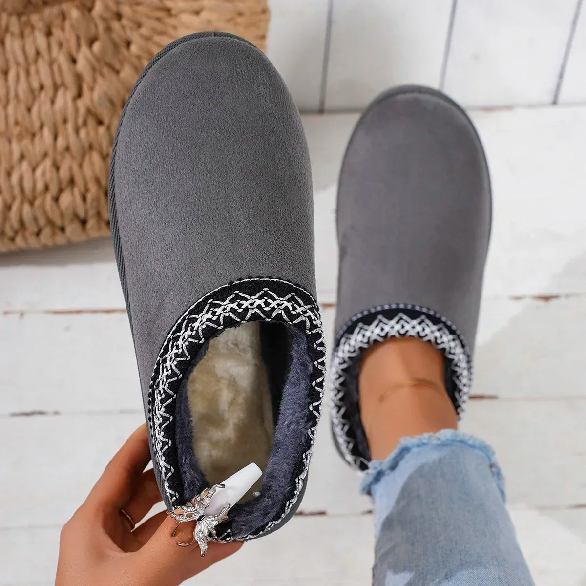 Cashmere Warm Uggs Winter New Heelless Half Mop With Thick Sole 9