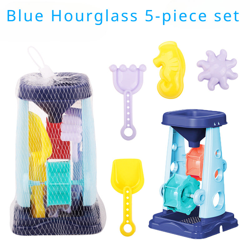 Outdoor Sandbox Beach Toy Set Kids Sand Wheel Bucket Rake Shovel Cute Sailboat Hourglass Molds 7