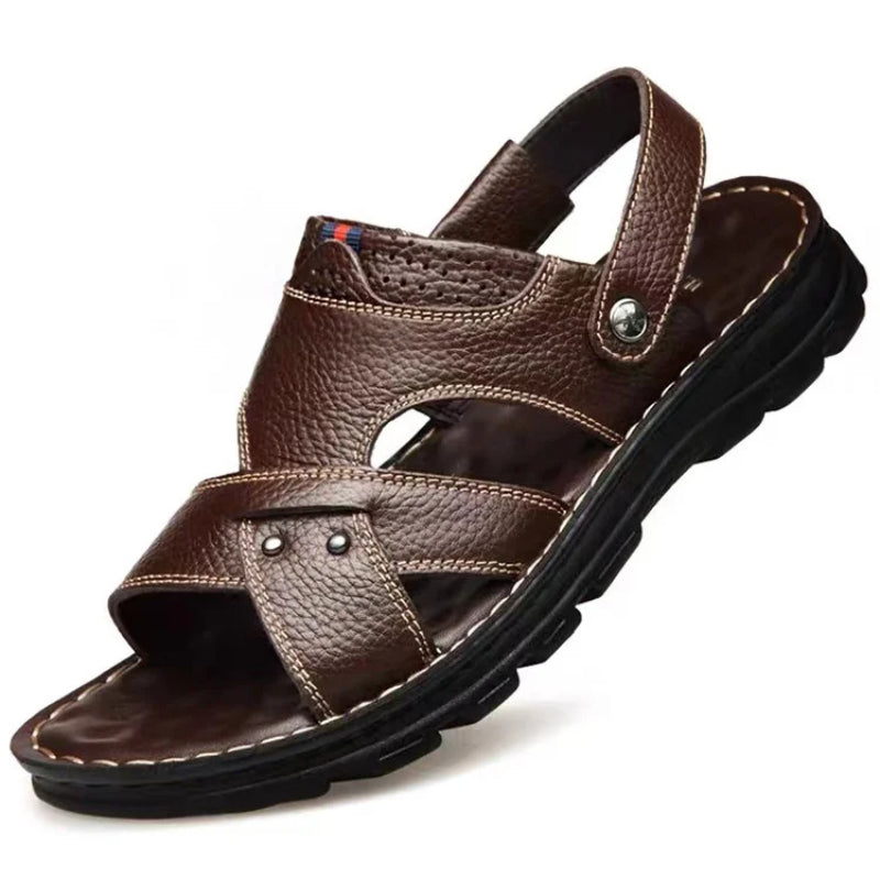Genuine Leather Slippers For Men Summer Men Leather Sandals Soft Men Comfort Shoes Outdoor Thick So 9