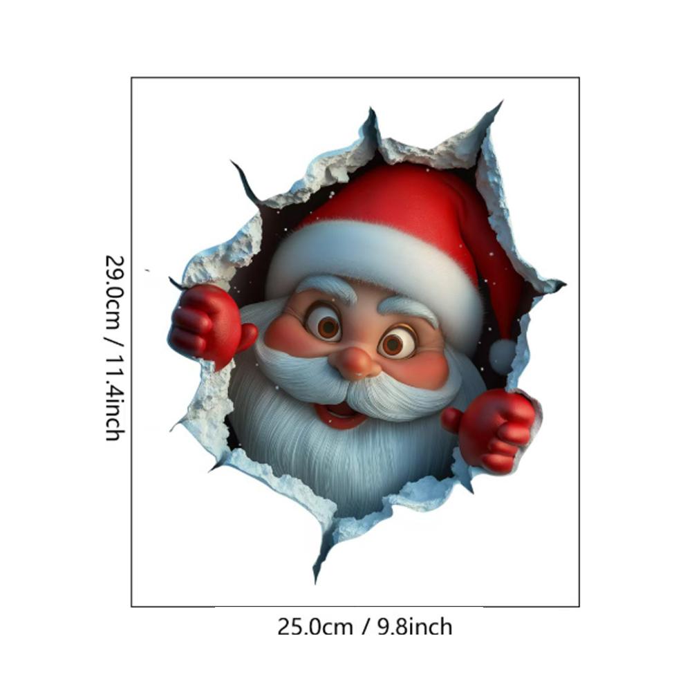 Vinyl Christmas Wall Stickers Stereo Santa Claus Break Through Removable Holiday Decor Home Wall 5