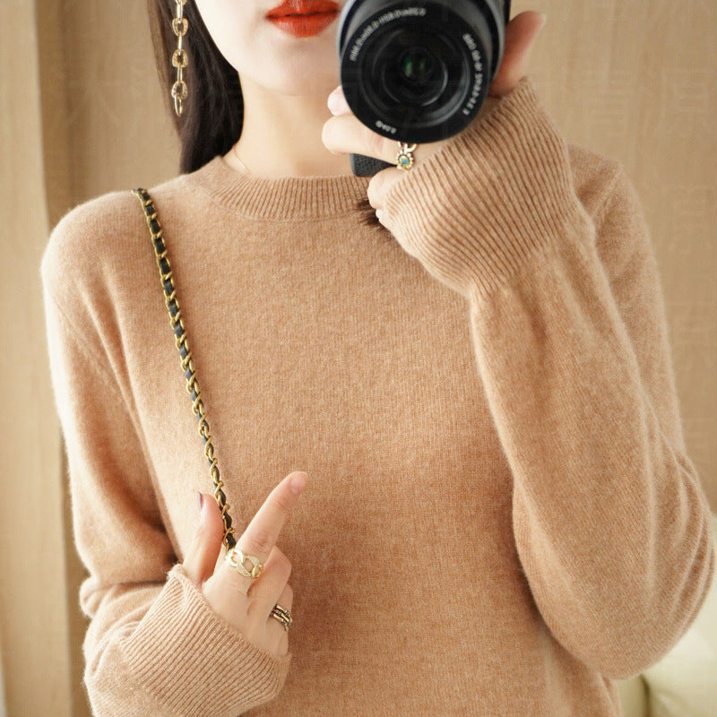 Autumn And Winter Cashmere Sweater Women Crew Neck Pullover Casual Knitted Top Short Undercoat Fash 7