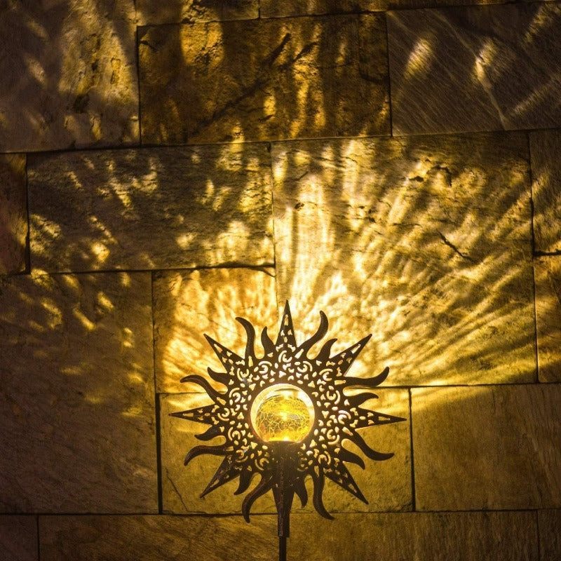 Cracked Glass Ball LED Garden Decor Solar Sun Statue Light IP65 Waterproof Outdoor Accent For Patio 5