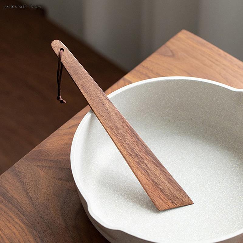 Kitchen Gadgets Triangular Cooking Spatula, Teak Wood Tableware Spatulas, Portable Outdoor Camping Utensils Scraper