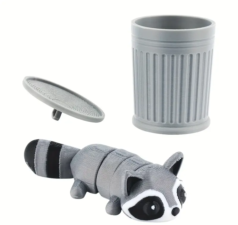 Movable Raccoon Statue Trash Can Decoration for Indoor and Outdoor Spaces, Perfect for Home and Office